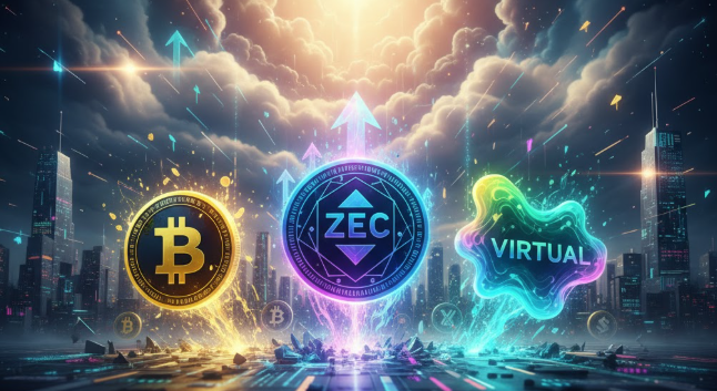 ZEC, VIRTUAL và BNB bứt phá mạnh, dẫn đầu sóng tăng của thị trường crypto