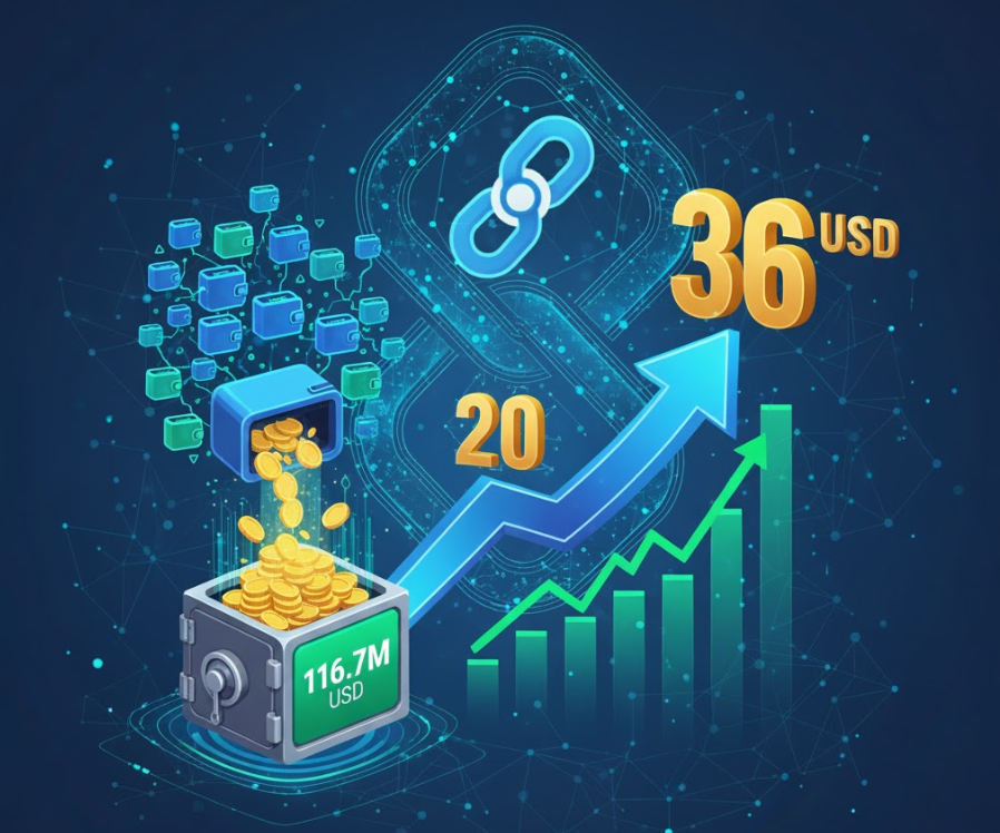 Giá Chainlink hướng tới mức 36 đô la khi 30 ví tích lũy được 116,7 triệu đô la