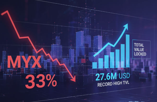 MYX Finance (MYX) lao dốc 33%, nhưng TVL lập kỷ lục 27,6 triệu USD – Điều gì đang thực sự diễn ra?