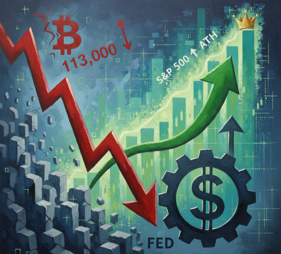 Bitcoin trượt xuống mức 113.000 đô la khi S&P 500 đạt ATH mới sau động thái tăng lãi suất của Fed