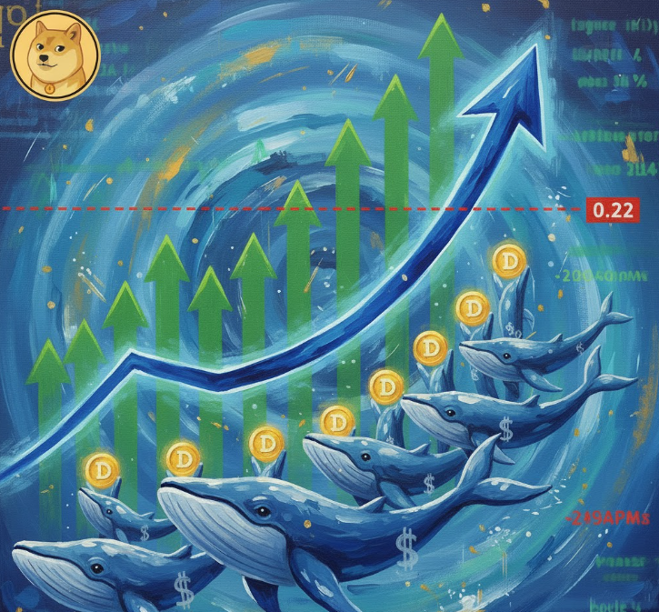 Giá Dogecoin vượt mốc 0,22 đô la khi cá voi tích lũy và biểu đồ chuyển sang xu hướng tăng giá không?