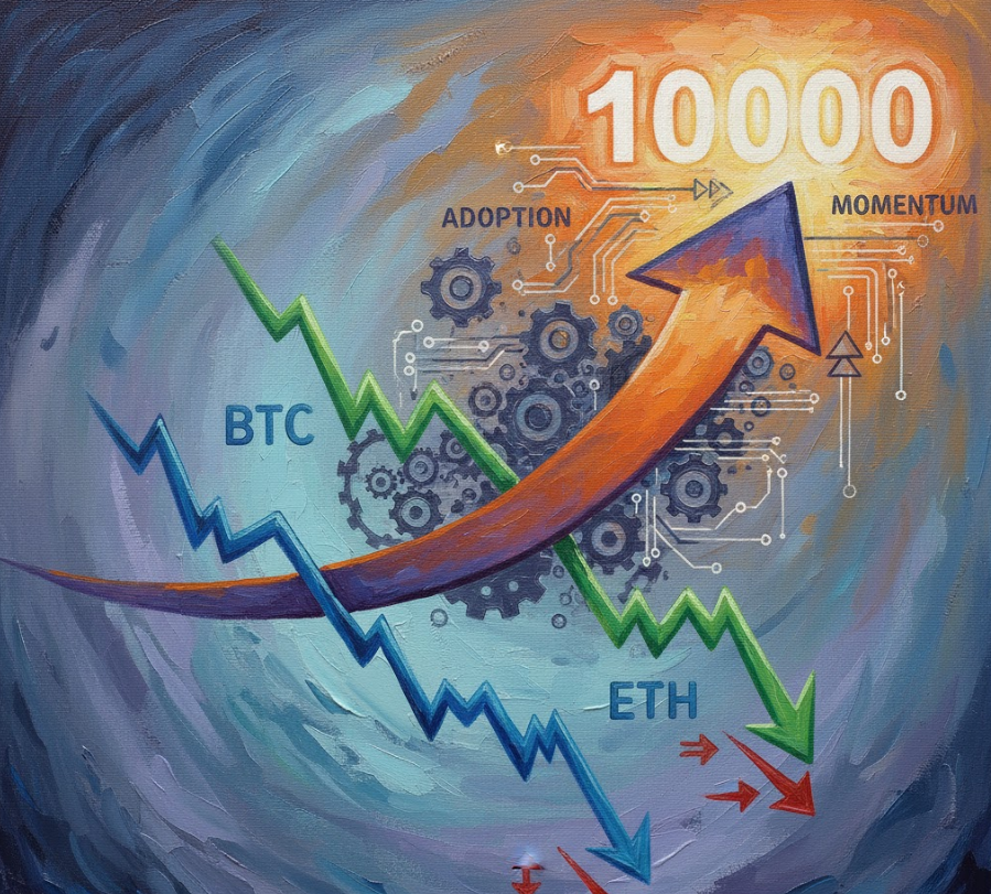 ETH giảm cùng với Bitcoin, nhưng tốc độ áp dụng vẫn hỗ trợ đà tăng lên 10.000 đô la