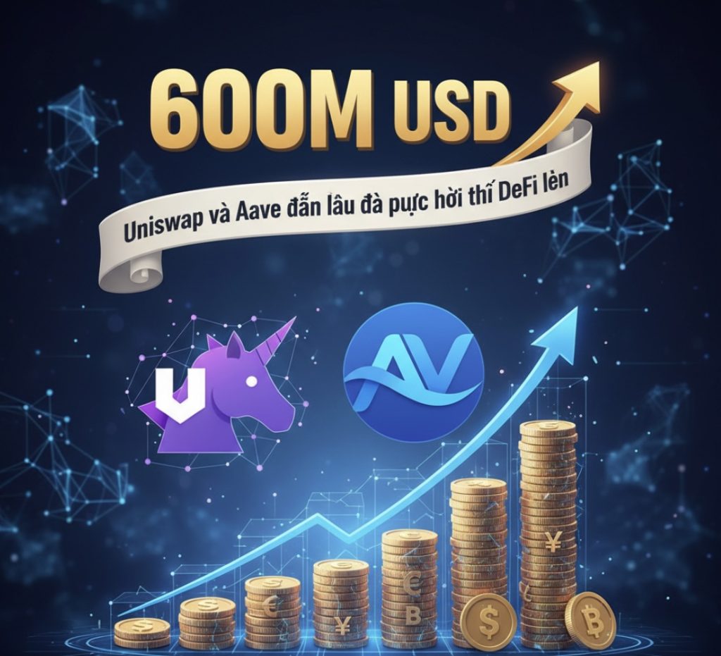 Uniswap, Aave và Ethena dẫn đầu đà phục hồi phí DeFi lên 600 triệu USD, tăng 76%
