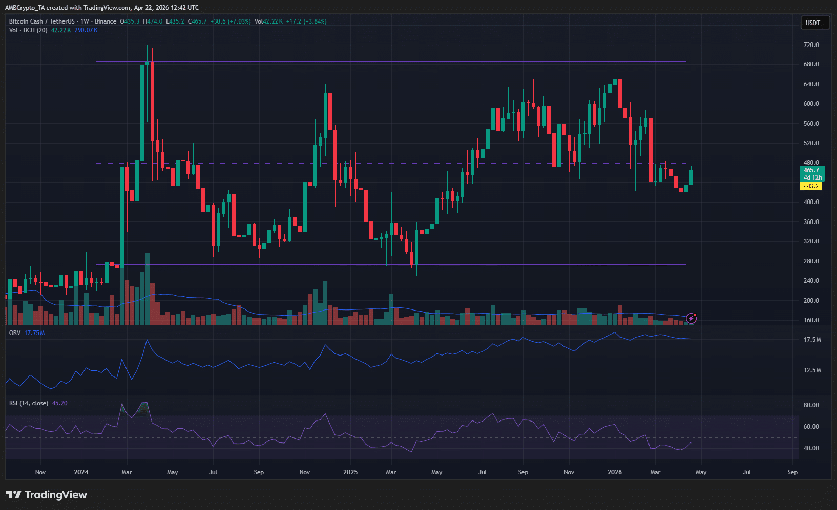 Bitcoin Cash 1-week Chart
